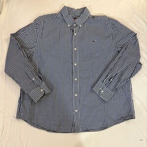 Vineyard Vines Gingham Whale Shirt Men’s 2XL XXL Button Down Shirt Blue Navy